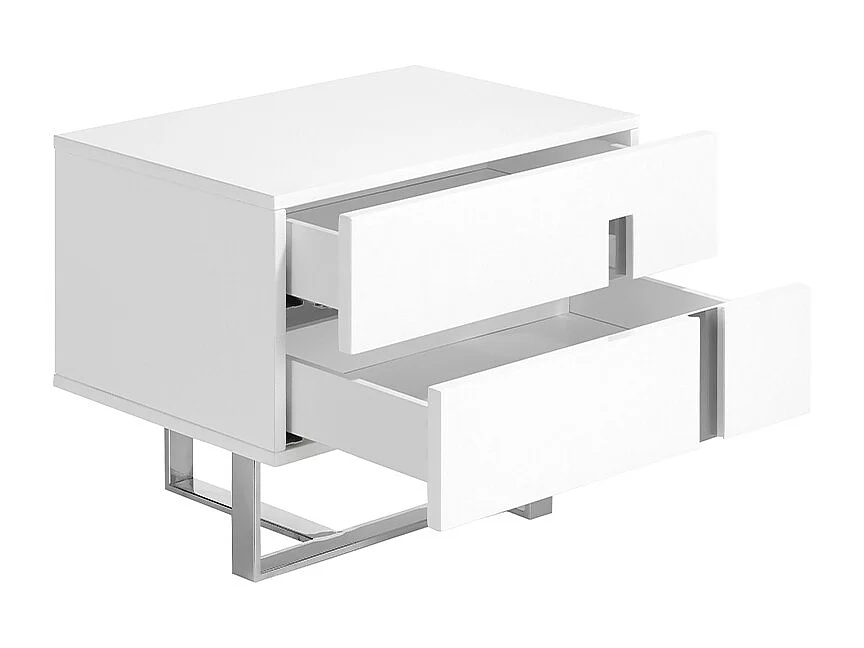 Table de chevet bois blanc et acier chromé 7003 ANGEL CERDA