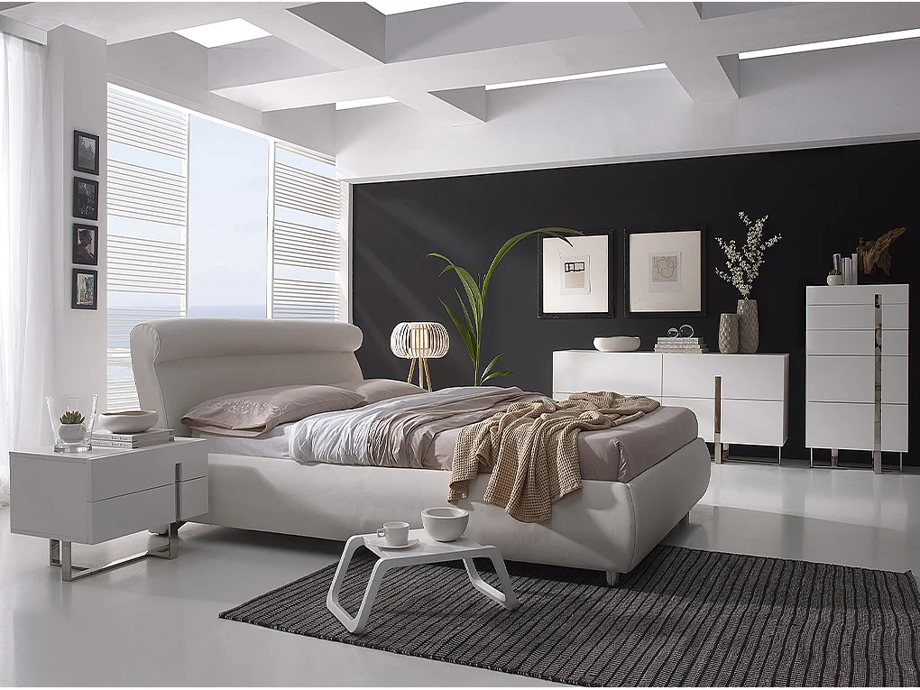 Table de chevet bois blanc et acier chromé 7003 ANGEL CERDA