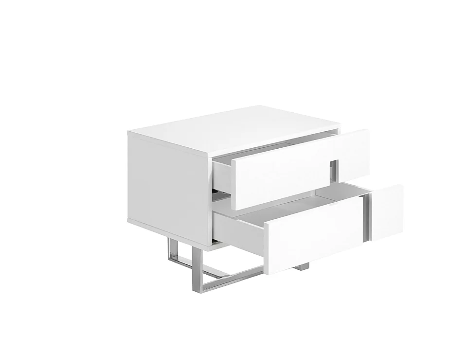 Mesa de cabeceira madeira branca e aço cromado 7003 ANGEL CERDA