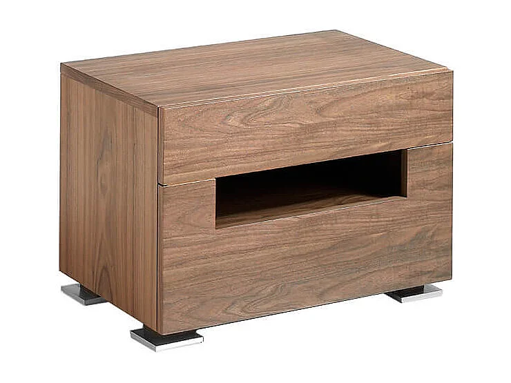 Table de chevet en noyer et acier poli avec éclairage intérieur 7065 ANGEL CERDA