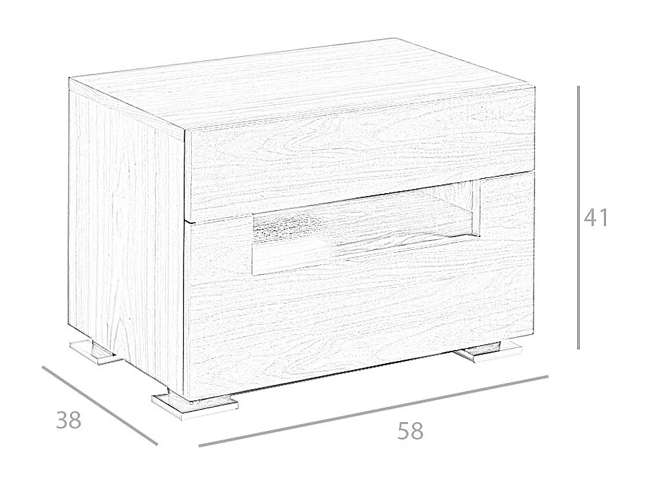 Table de chevet en noyer et acier poli avec éclairage intérieur 7065 ANGEL CERDA