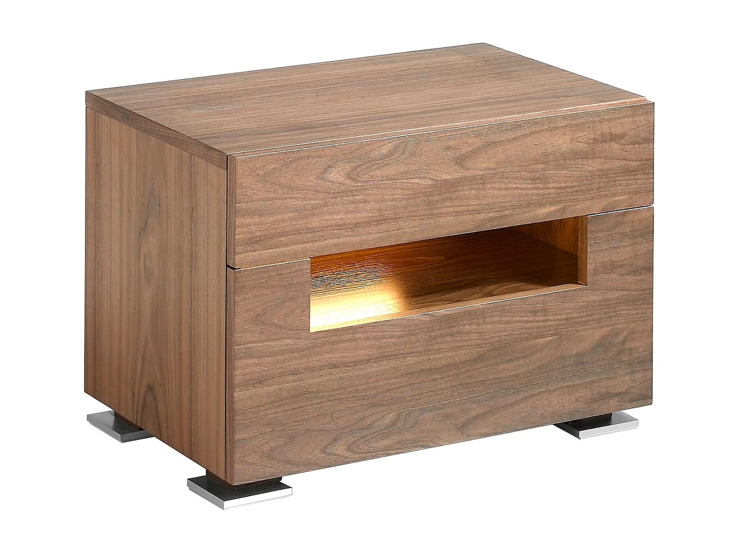 Comodino in noce e acciaio lucido con illuminazione interna 7065 ANGEL CERDA