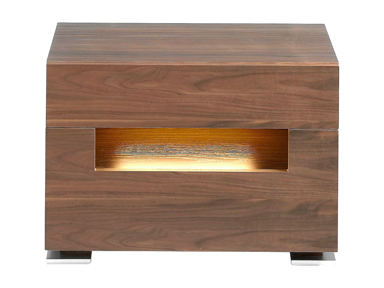 Comodino in noce e acciaio lucido con illuminazione interna 7065 ANGEL CERDA