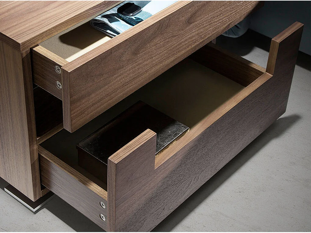 Comodino in noce e acciaio lucido con illuminazione interna 7065 ANGEL CERDA