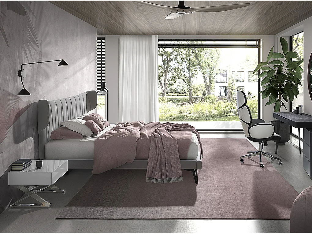 Stolik nocny z białego drewna i chromowanej stali