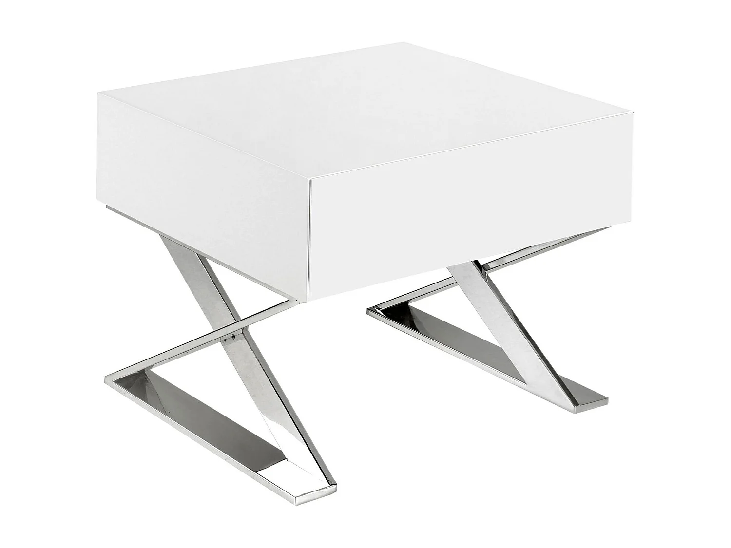 Table de chevet en bois blanc et acier chromé 7007 ANGEL CERDA