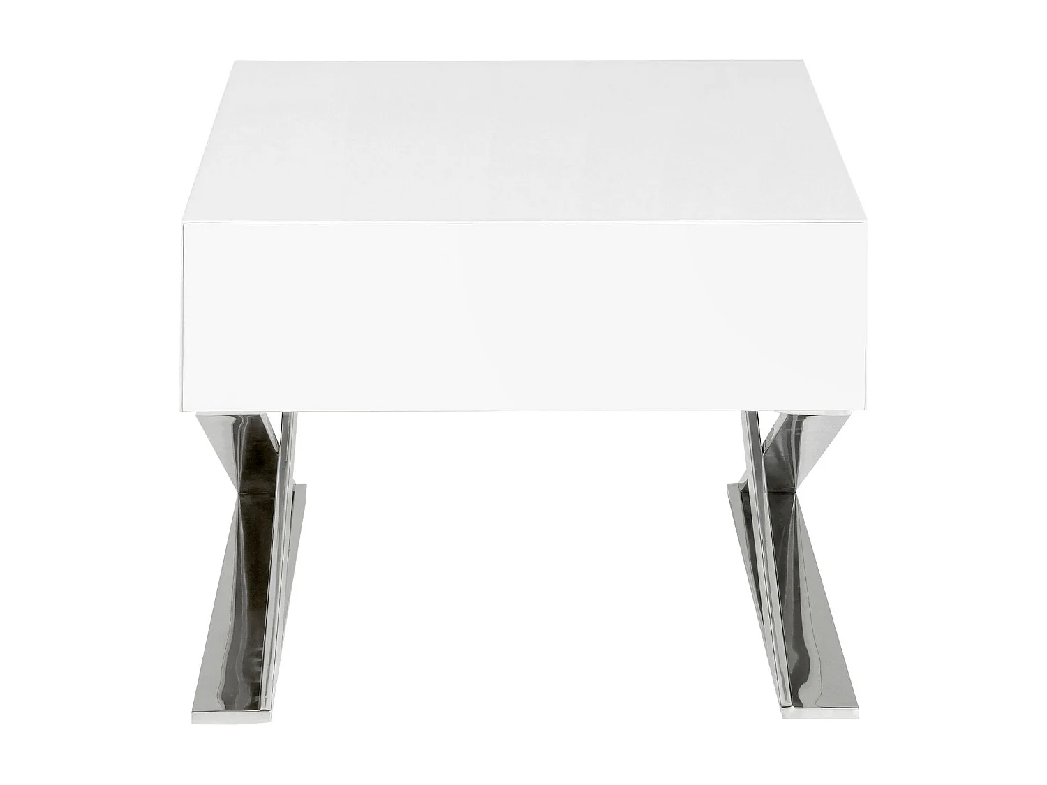 Table de chevet en bois blanc et acier chromé 7007 ANGEL CERDA
