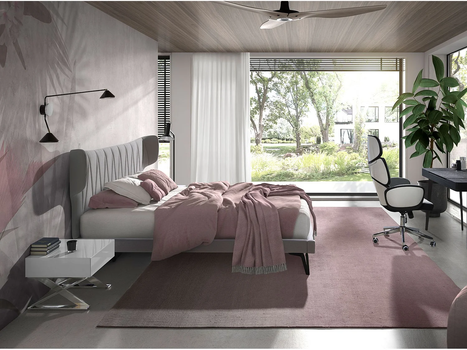 Table de chevet en bois blanc et acier chromé 7007 ANGEL CERDA