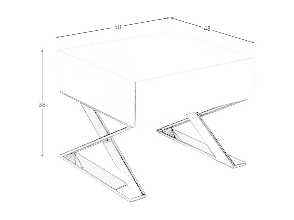 Table de chevet en bois blanc et acier chromé 7007 ANGEL CERDA