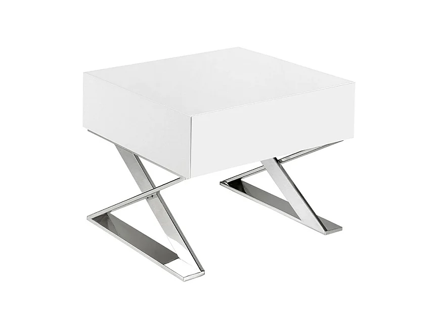 Table de chevet en bois blanc et acier 7007 ANGEL CERDA