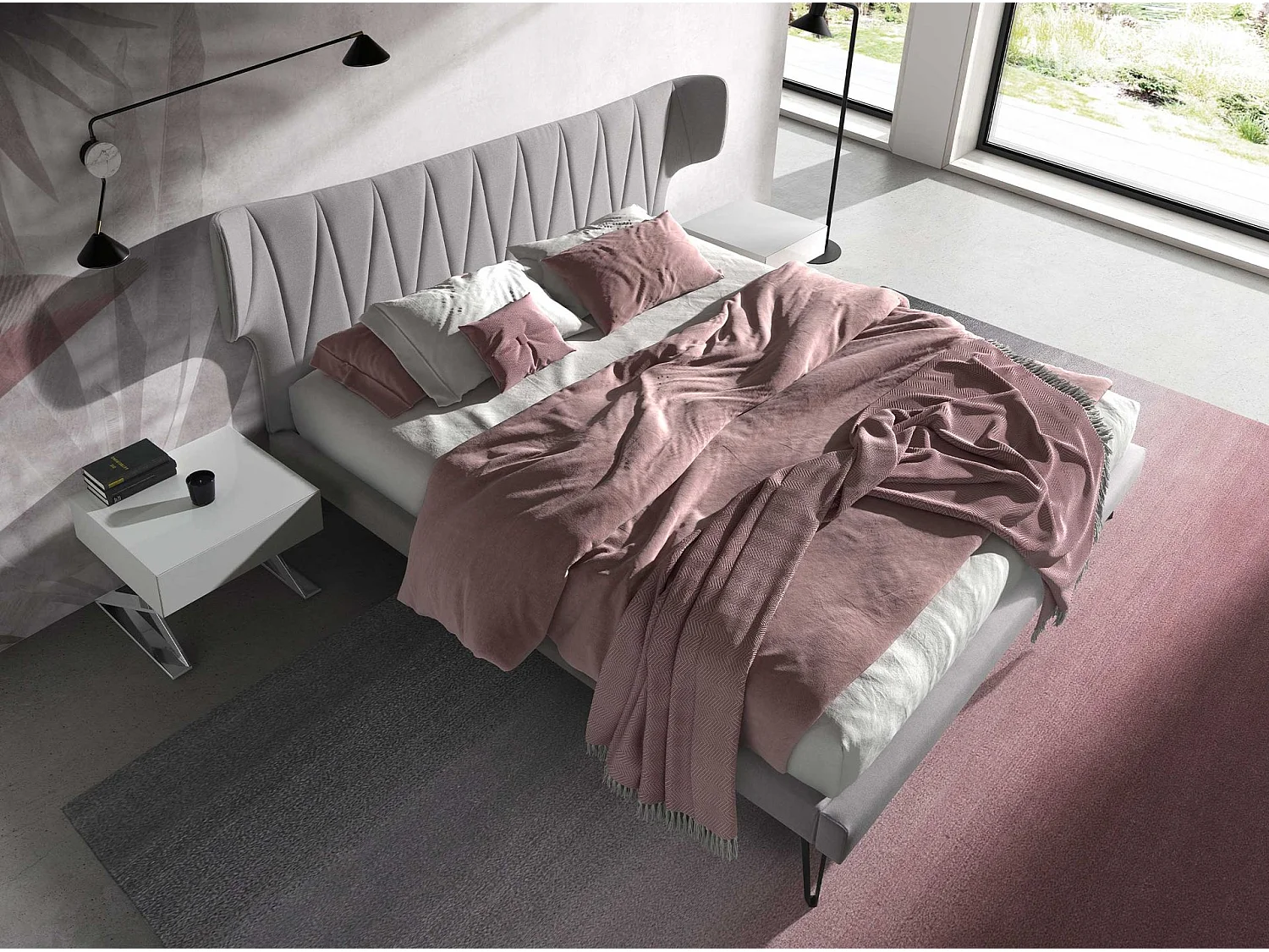 Nachttisch aus weißem Holz und verchromtem Stahl 7007 ANGEL CERDA