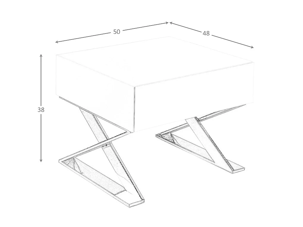 Table de chevet en bois blanc et acier chromé 7007 ANGEL CERDA