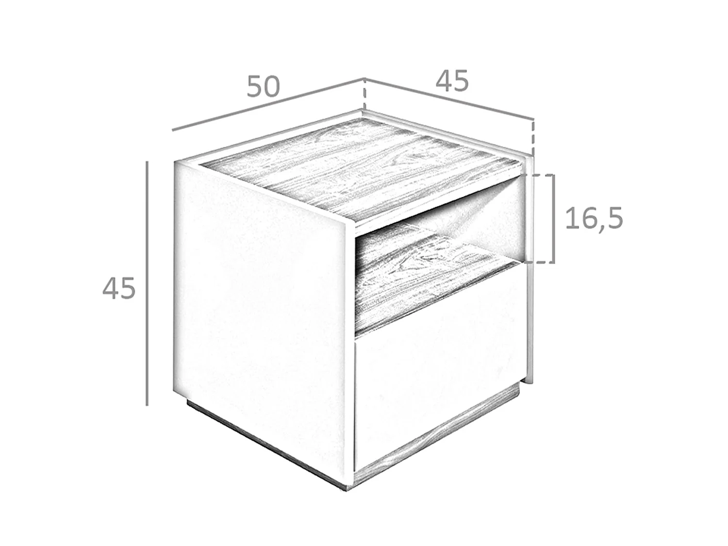 Table de chevet bois blanc, noyer et acier chromé 7107 ANGEL CERDA