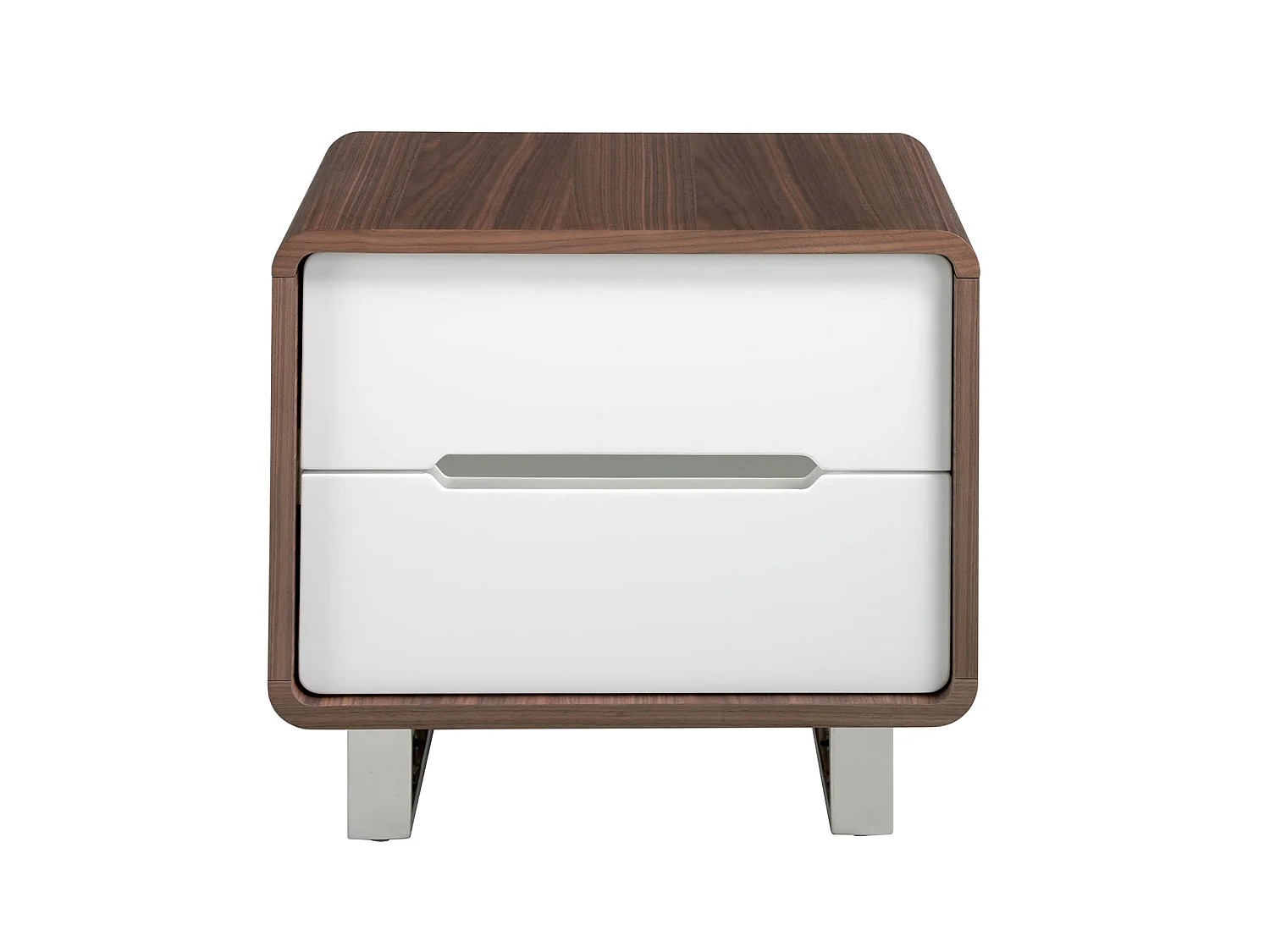 Table de chevet bois blanc, noyer et acier chromé 7107 ANGEL CERDA