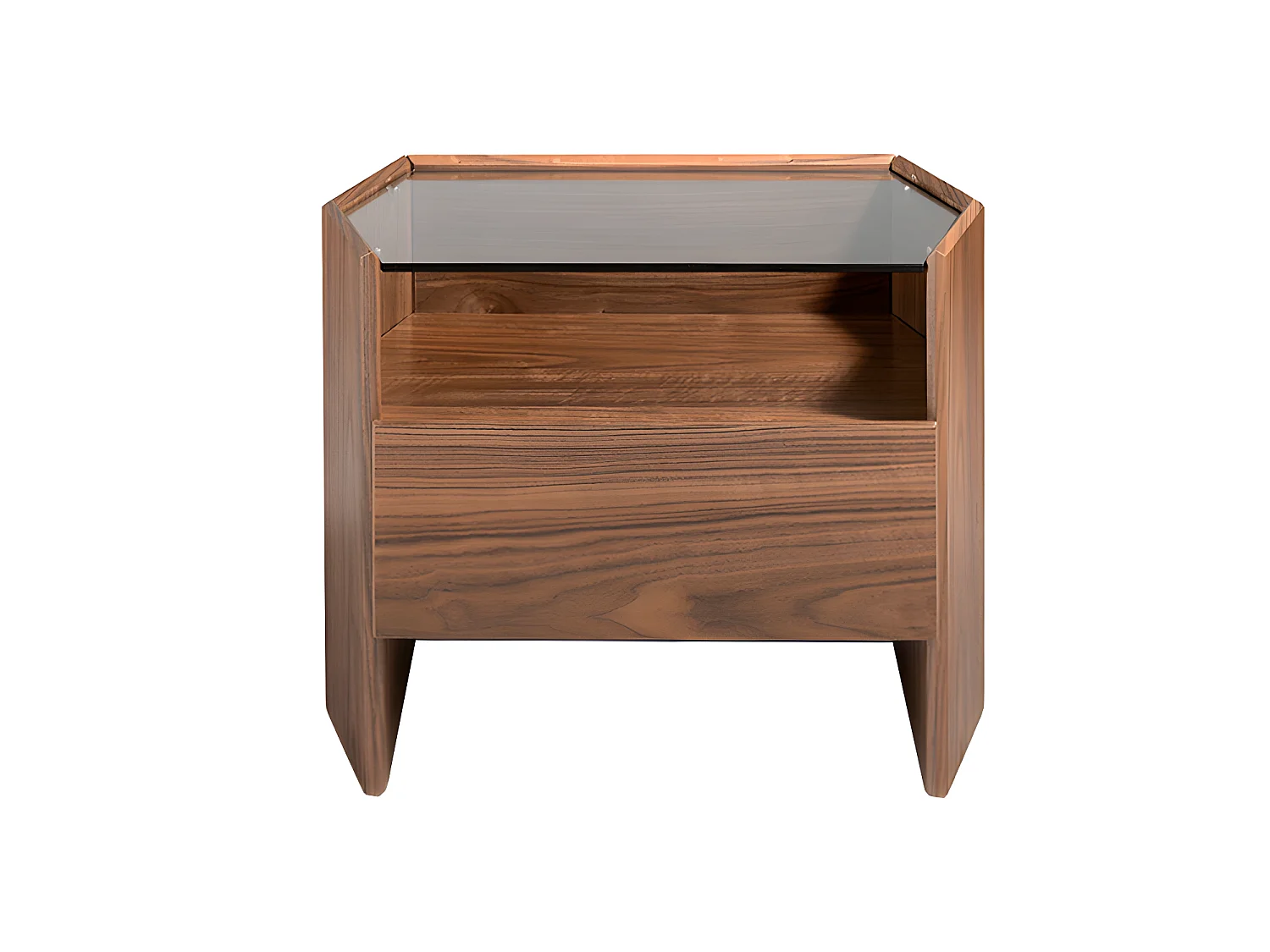 Table de chevet en bois noyer et verre 7072 ANGEL CERDA