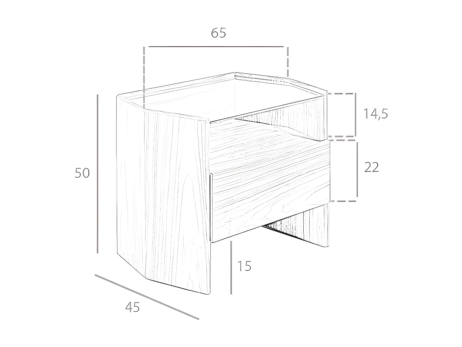Table de chevet en bois noyer et verre 7072 ANGEL CERDA