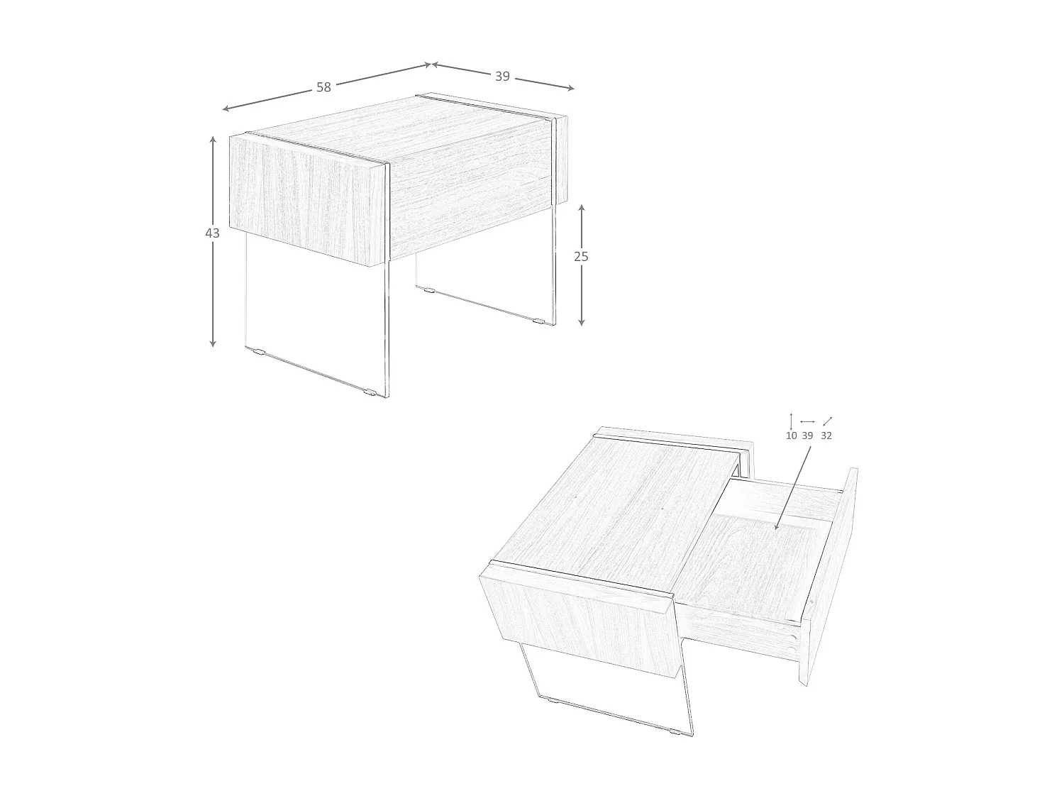 Stolik nocny z drewna orzechowego z blatem z imitacji marmuru i oświetleniem wnętrza 7038 ANGEL CERDA