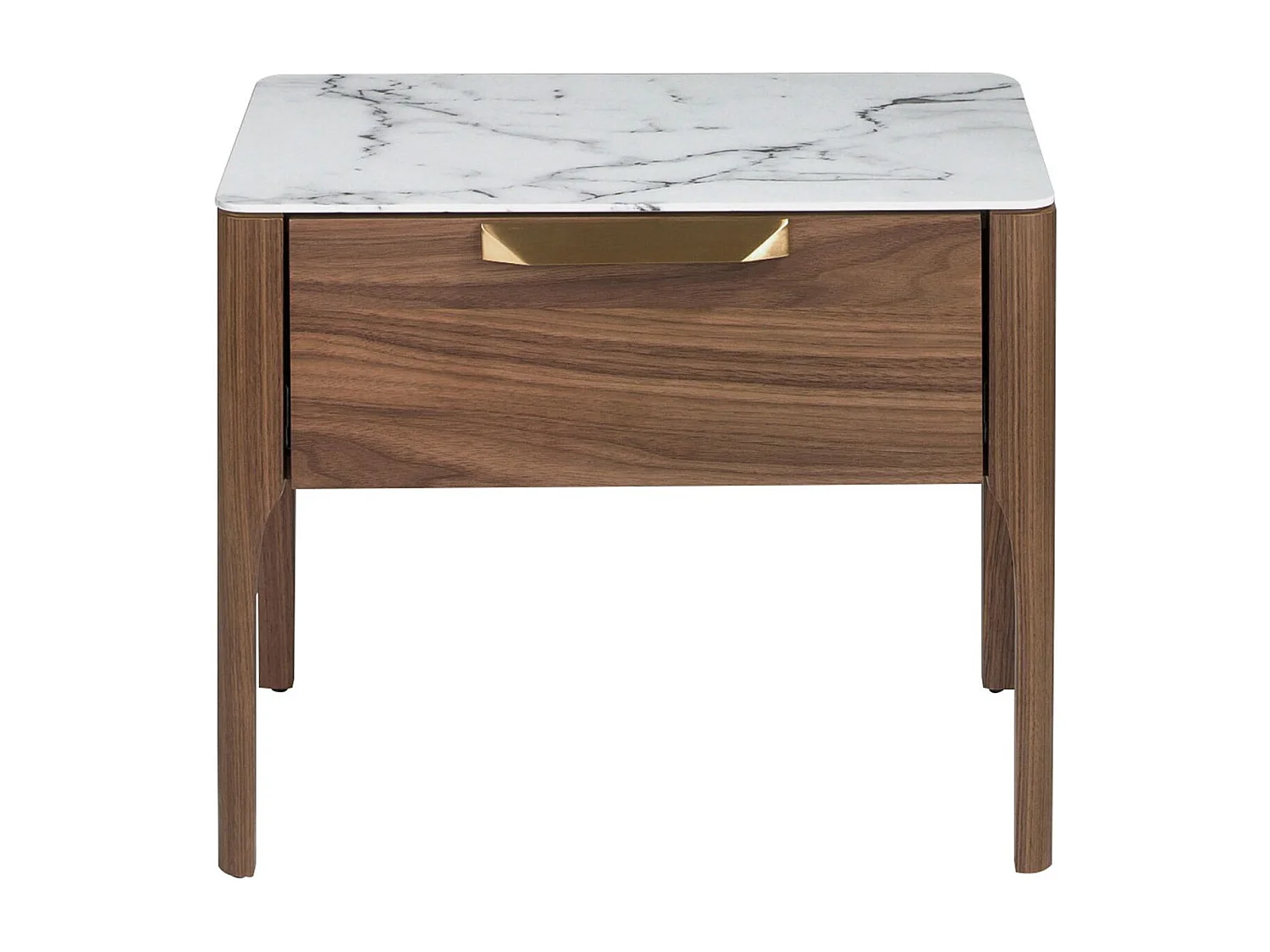 Table de chevet en noyer avec plateau en verre imitation marbre et éclairage intérieur 7038 ANGEL CERDA