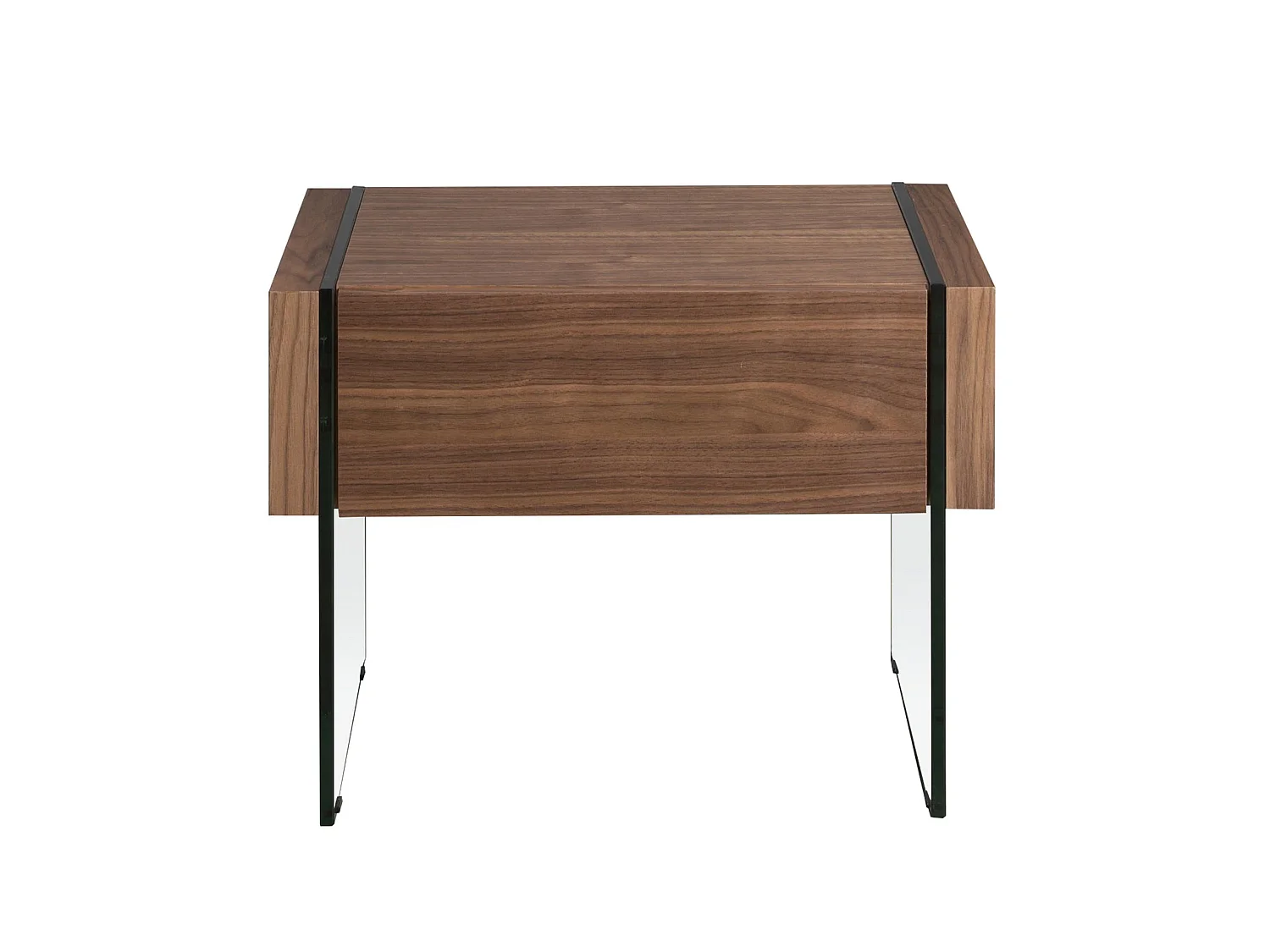 Table de chevet en noyer avec plateau en verre imitation marbre et éclairage intérieur 7038 ANGEL CERDA