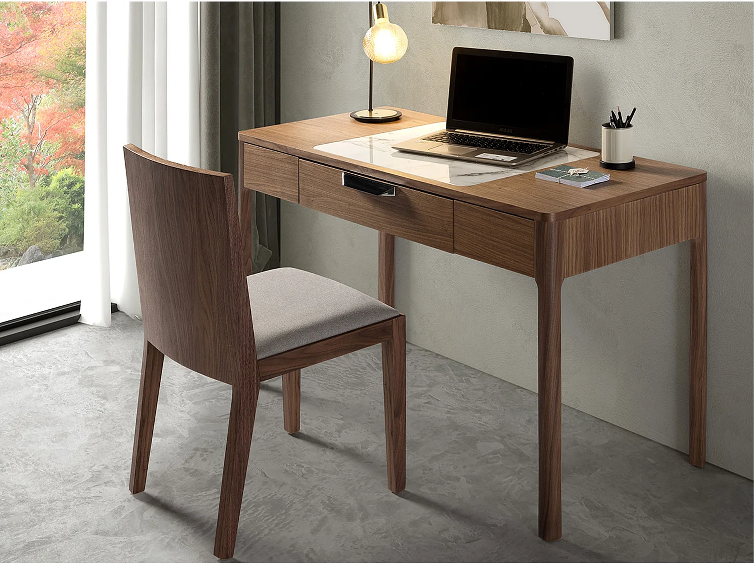 Coiffeuse en bois de noyer et marbre 7043 ANGEL CERDA