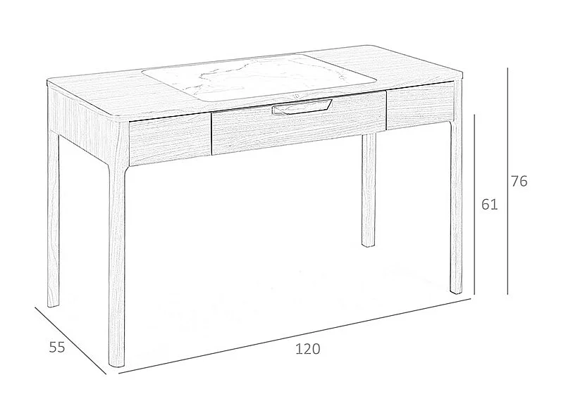 Coiffeuse en noyer avec plateau en verre marbré blanc et gris brillant 7043 ANGEL CERDA