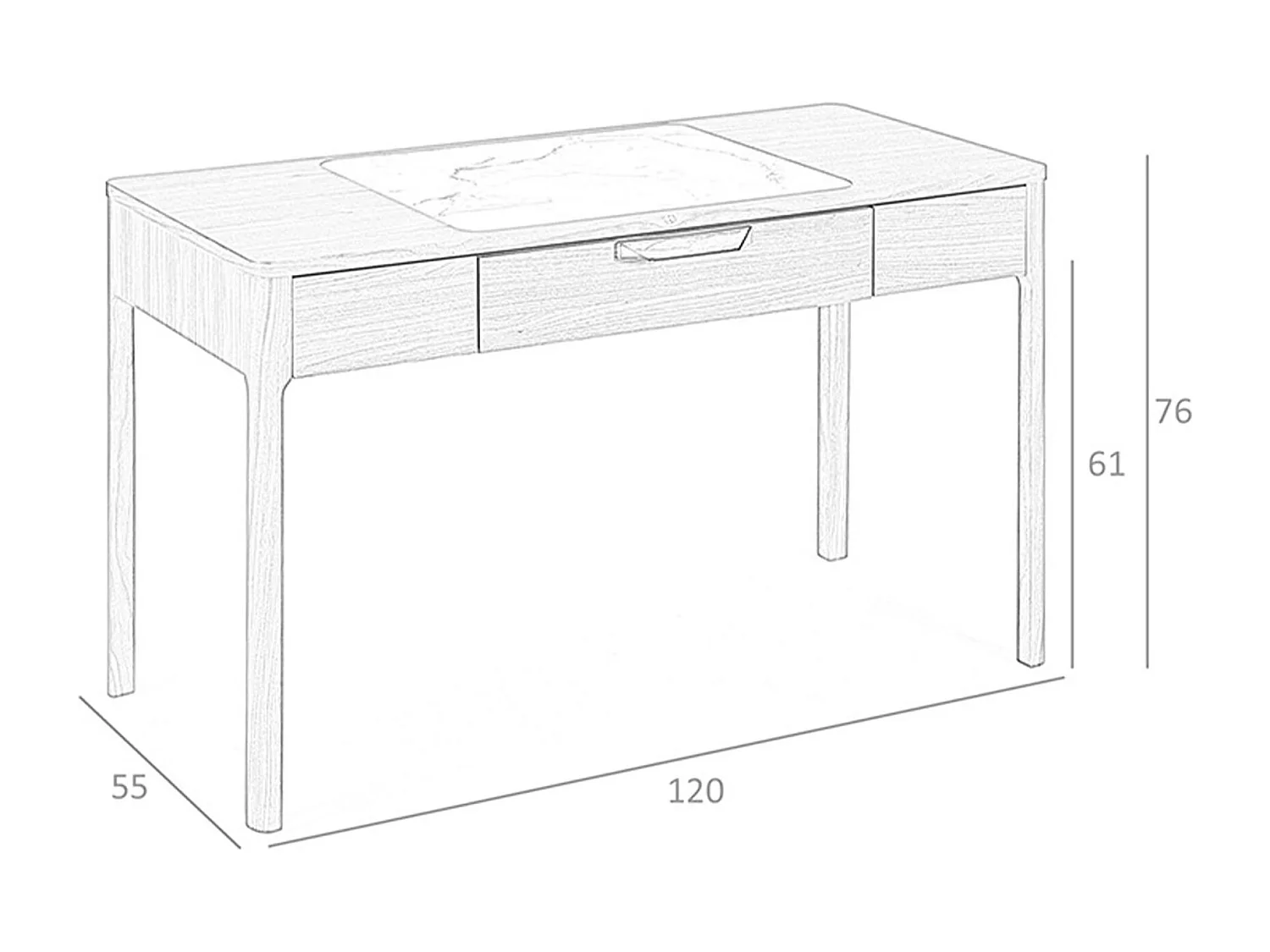 Penteadeira em nogueira com tampo de vidro branco e cinzento brilhante com aspeto de mármore 7043 ANGEL CERDA