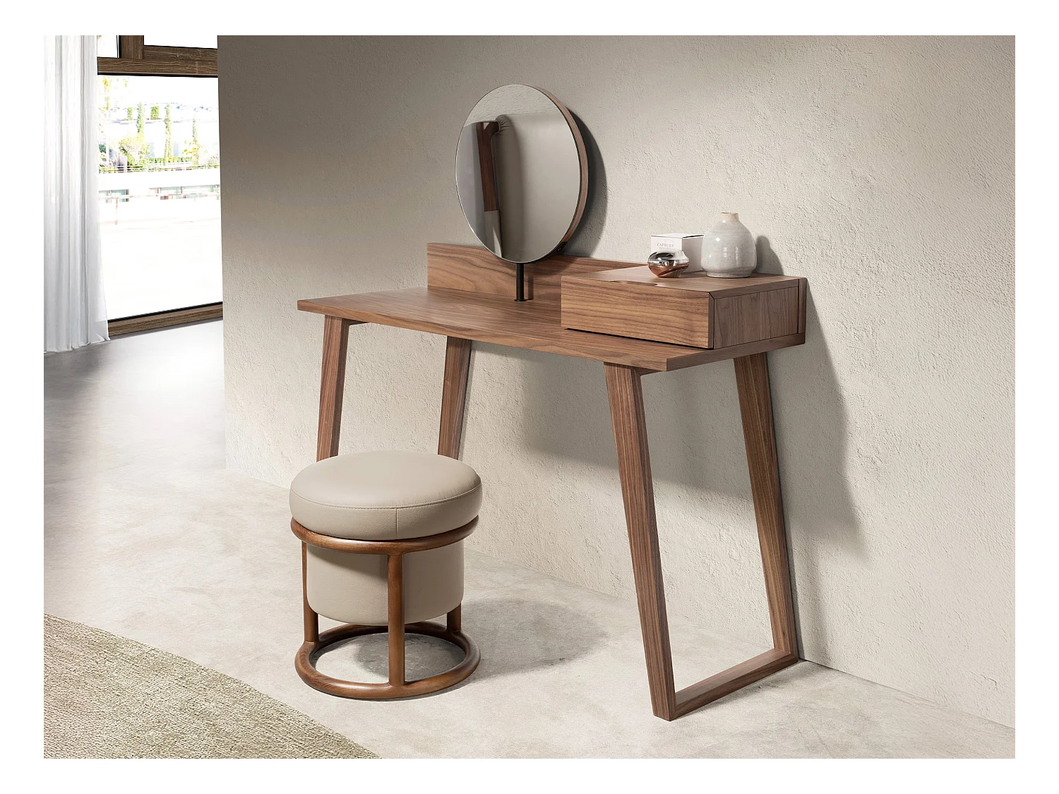 Coiffeuse en bois de noyer avec miroir 7000 ANGEL CERDA