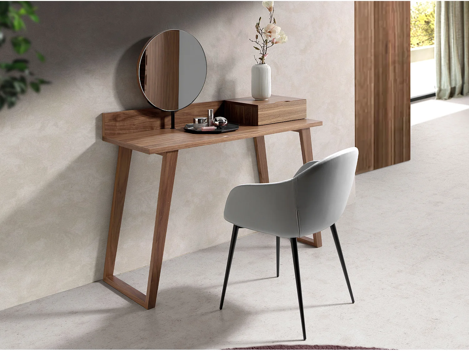 Coiffeuse en bois de noyer avec miroir 7000 ANGEL CERDA