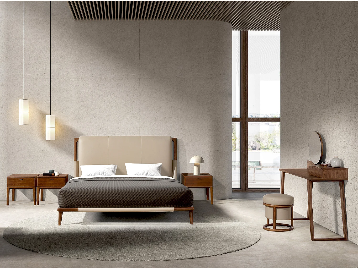 Coiffeuse en bois de noyer avec miroir 7000 ANGEL CERDA