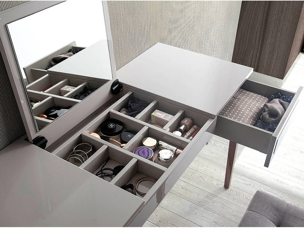 Coiffeuse en bois gris et noyer avec miroir 7001 ANGEL CERDA