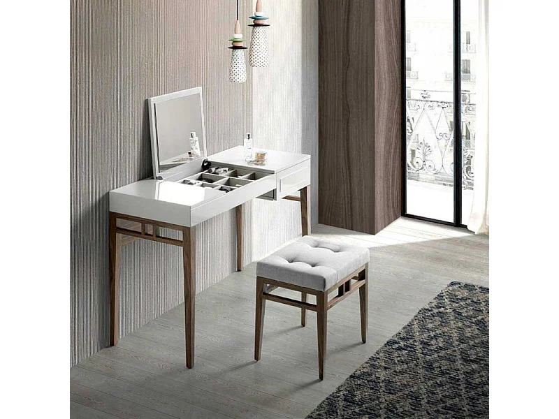 Coiffeuse en bois gris et noyer avec miroir 7001 ANGEL CERDA