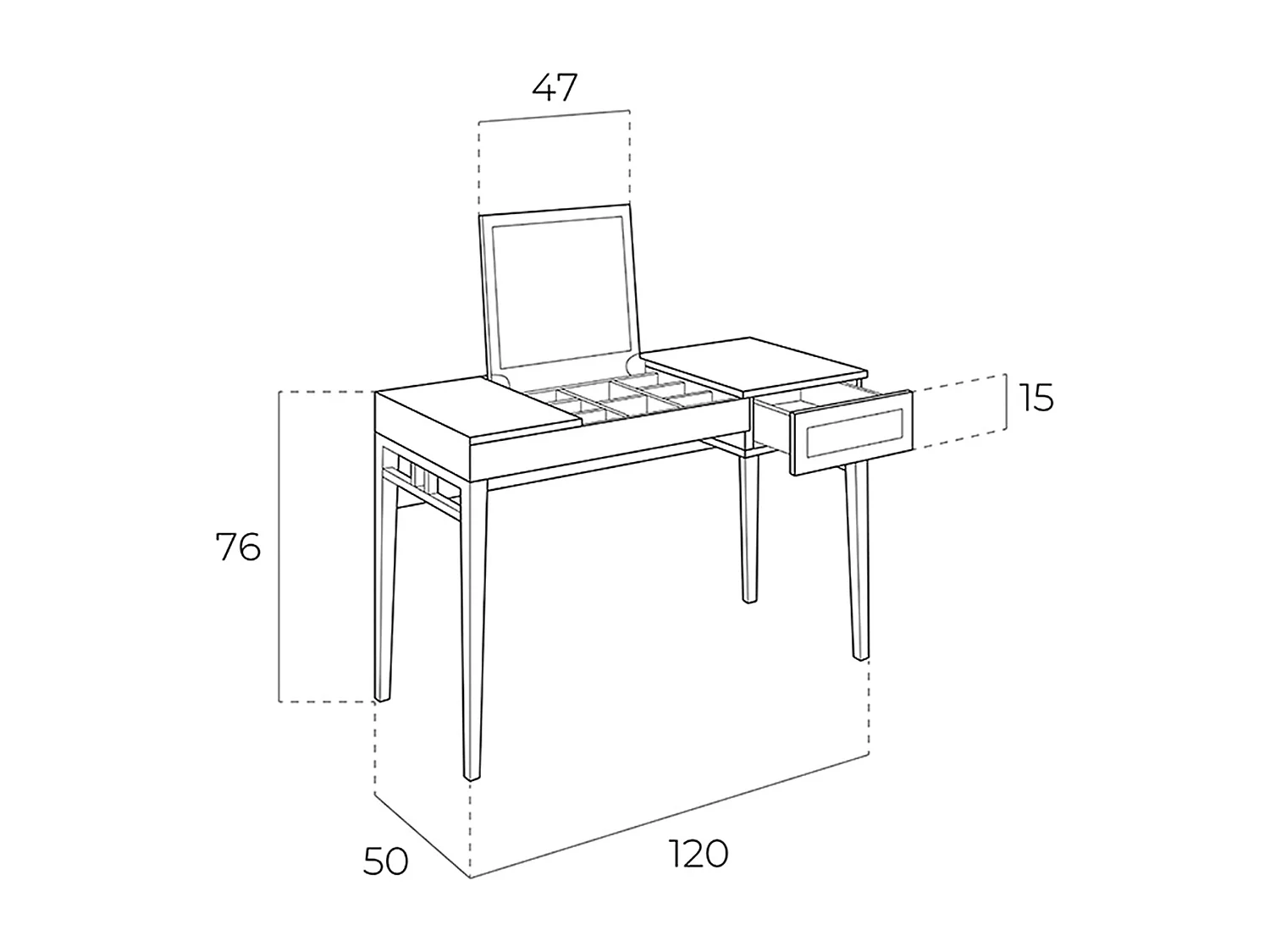 Coiffeuse en bois gris et noyer avec miroir 7001 ANGEL CERDA