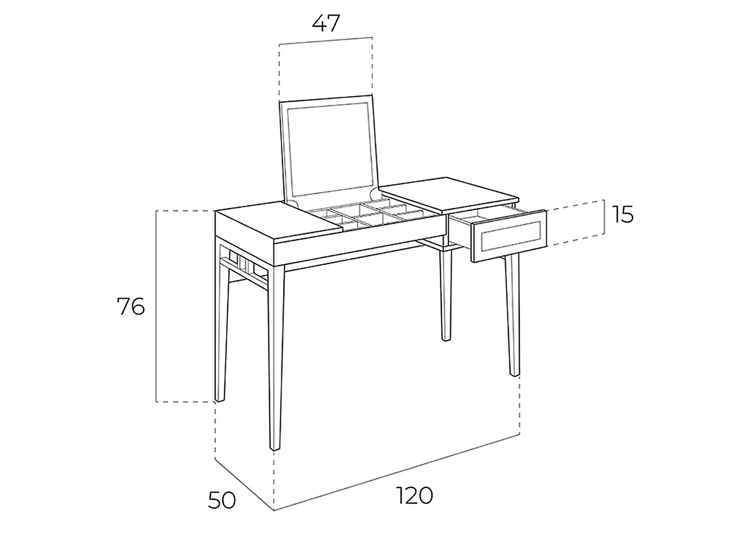 Kaptafel van grijs hout en walnoot met spiegel 7001 ANGEL CERDA