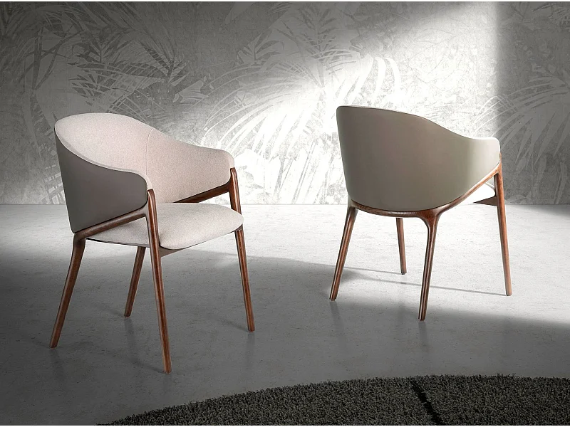 Chaise en tissu beige et vison foncé en similicuir 4090 ANGEL CERDA