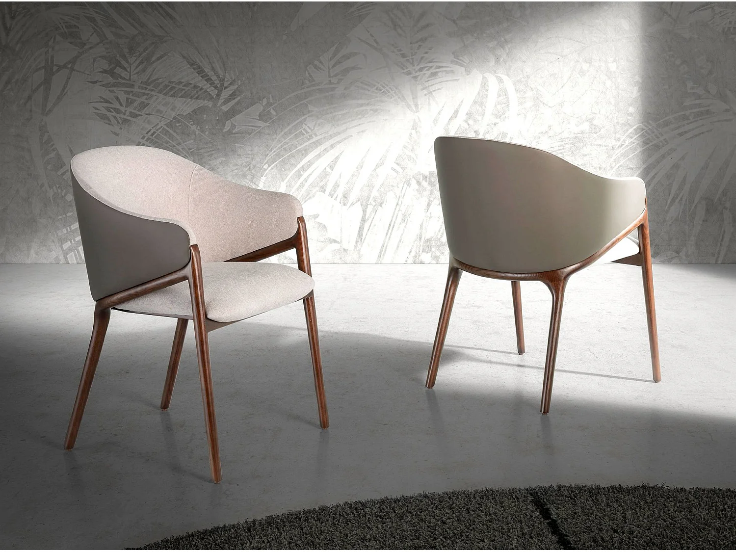 Chaise en tissu beige et vison foncé en similicuir 4090 ANGEL CERDA