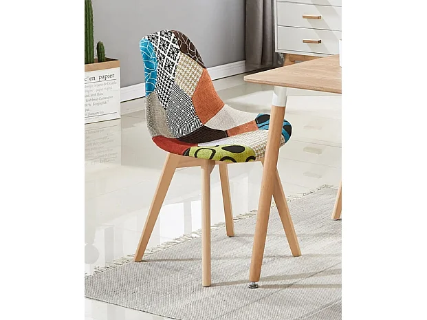 TULIP - Chaise en Tissu Patchwork - Design Scandinave