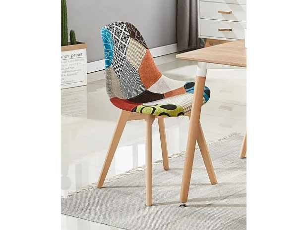 TULIP - Chaise en Tissu Patchwork - Design Scandinave