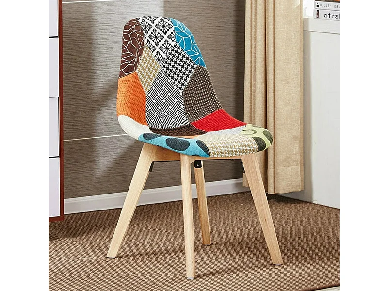 TULIP - Chaise en Tissu Patchwork - Design Scandinave