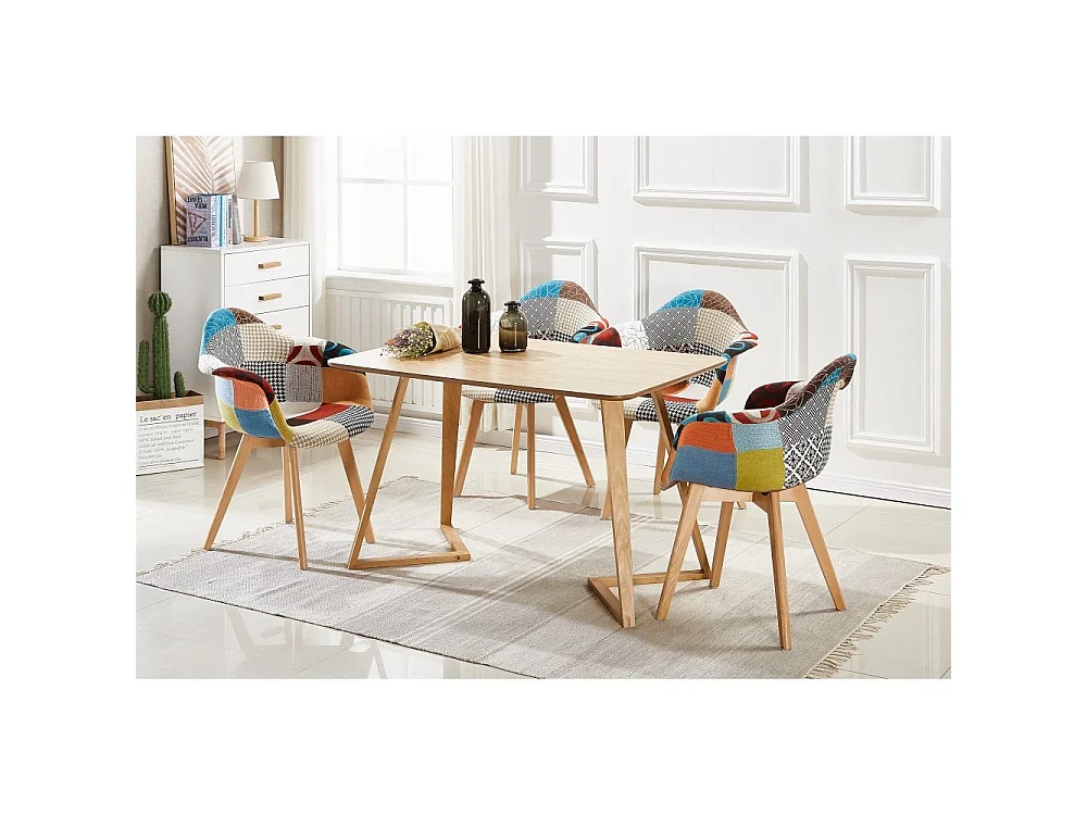 TULIP - Chaise en Tissu Patchwork - Design Scandinave - Avec Accoudoirs