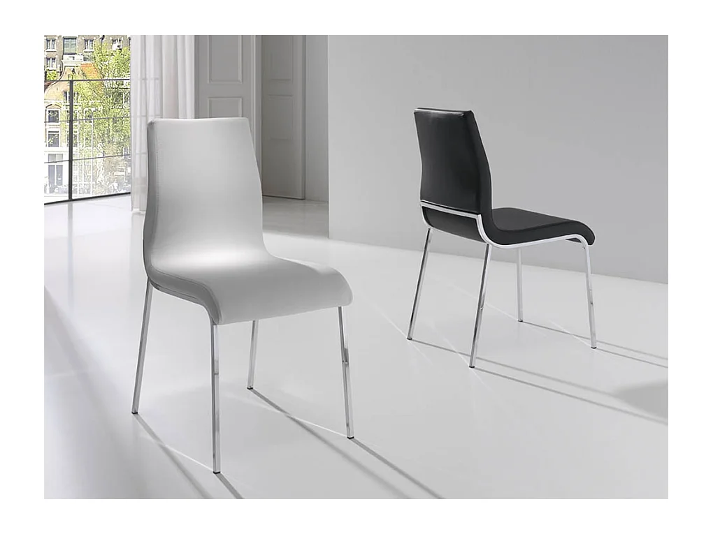 Gestoffeerde eetkamerstoel met zwarte eco-leren bekleding 4052 ANGEL CERDA