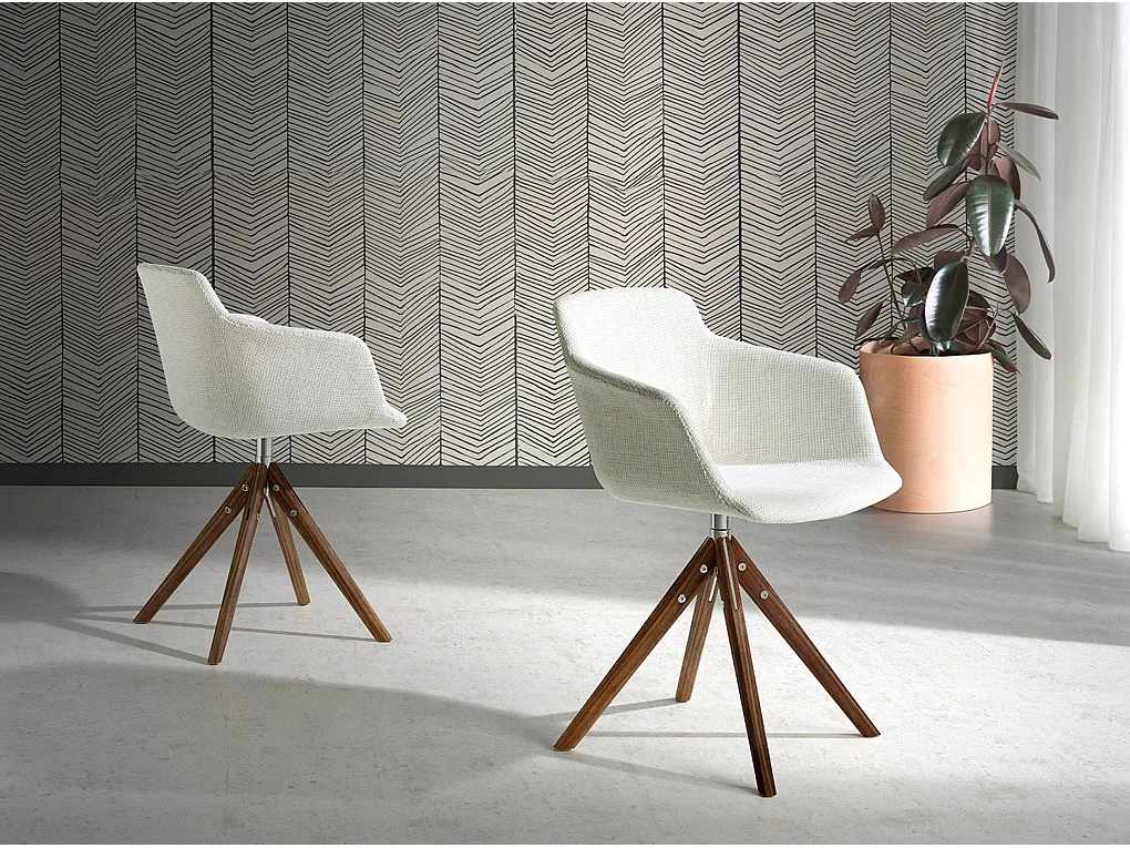 Drehbarer Esstischstuhl Beige Stoff  4059 ANGEL CERDA