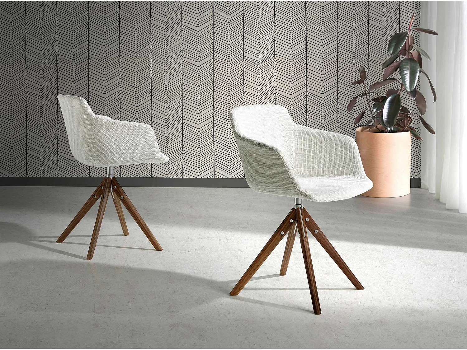Sedia girevole in tessuto beige 4059 ANGEL CERDA
