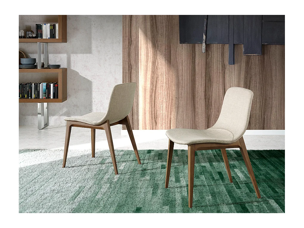 Chaise en tissu et bois couleur noyer 4049 ANGEL CERDA