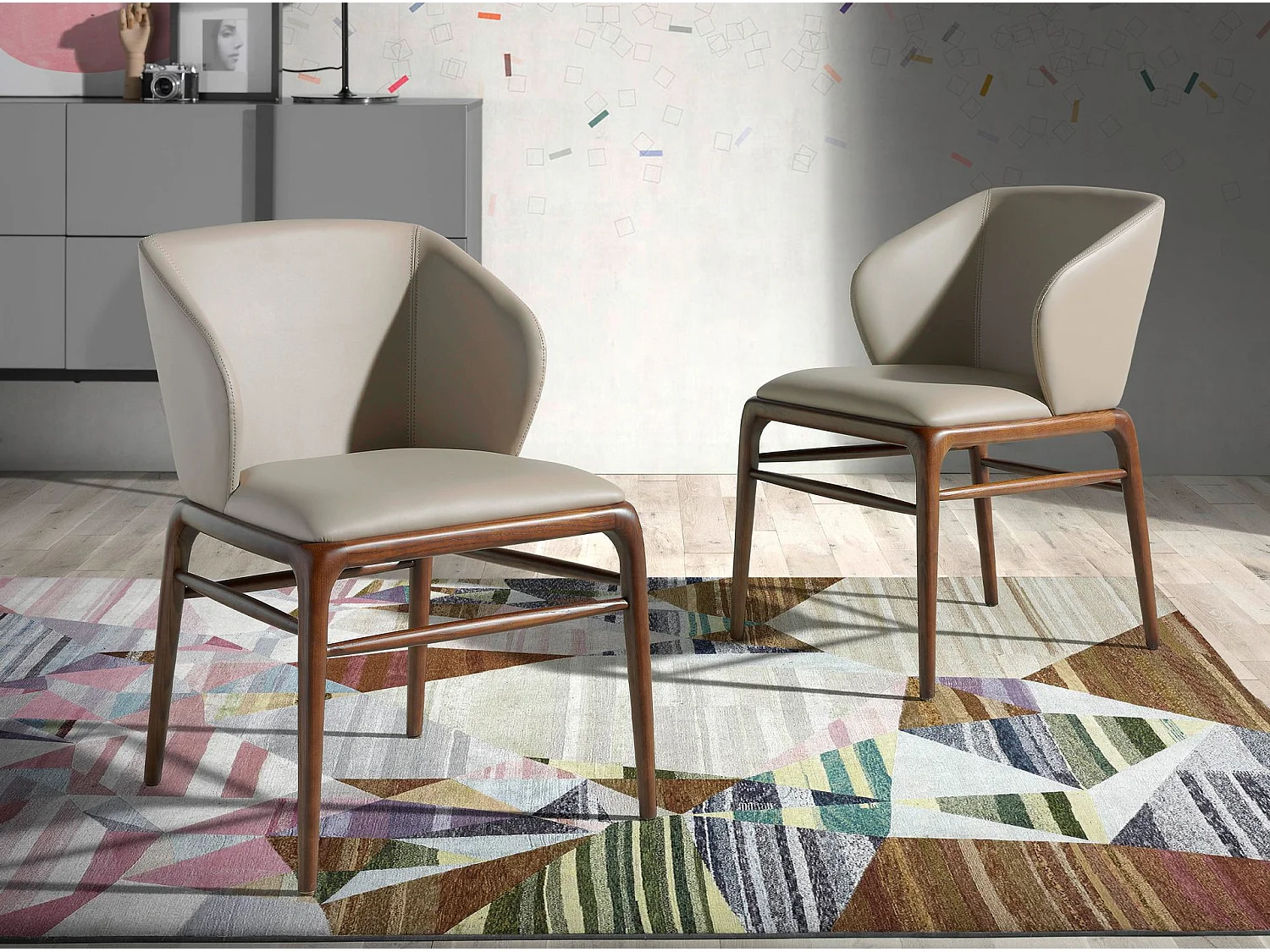 Chaise en croûte de cuir et bois noyer 4065 ANGEL CERDA