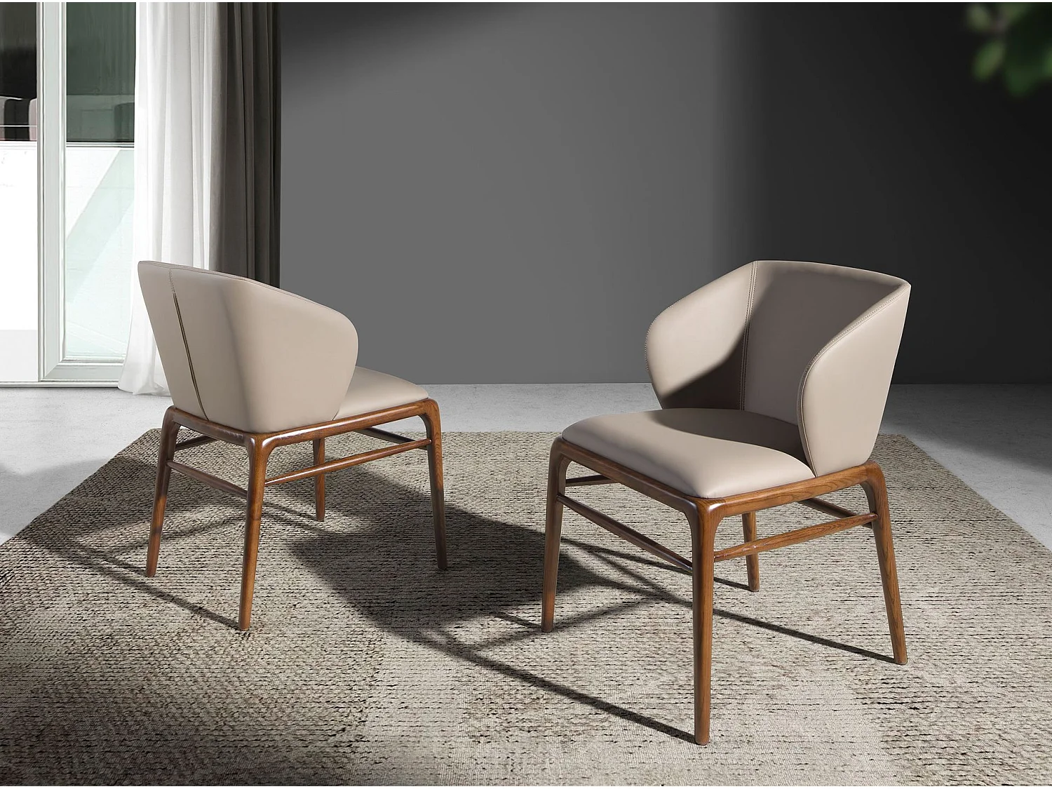 Chaise en croûte de cuir et bois noyer 4065 ANGEL CERDA