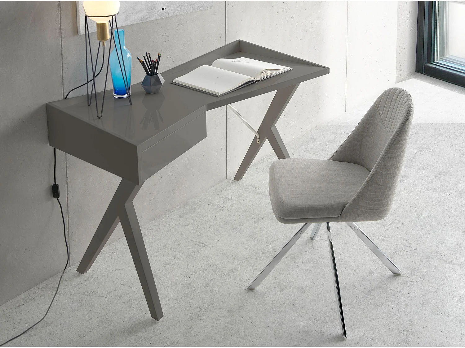 Chaise pivotante en tissu gris 4020 ANGEL CERDA