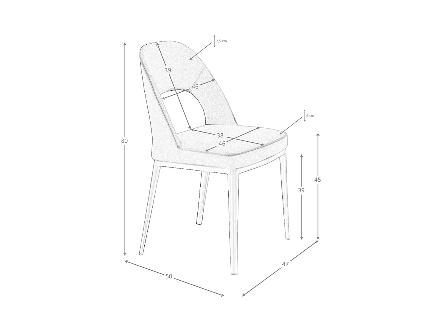 Stuhl aus dunkelgrauem Stoff 4023 ANGEL CERDA