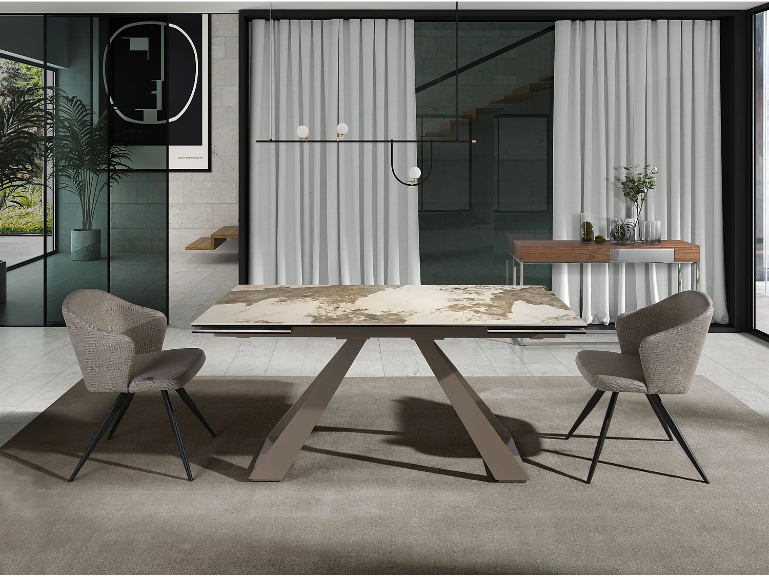 Chaise en tissu gris 4057 ANGEL CERDA