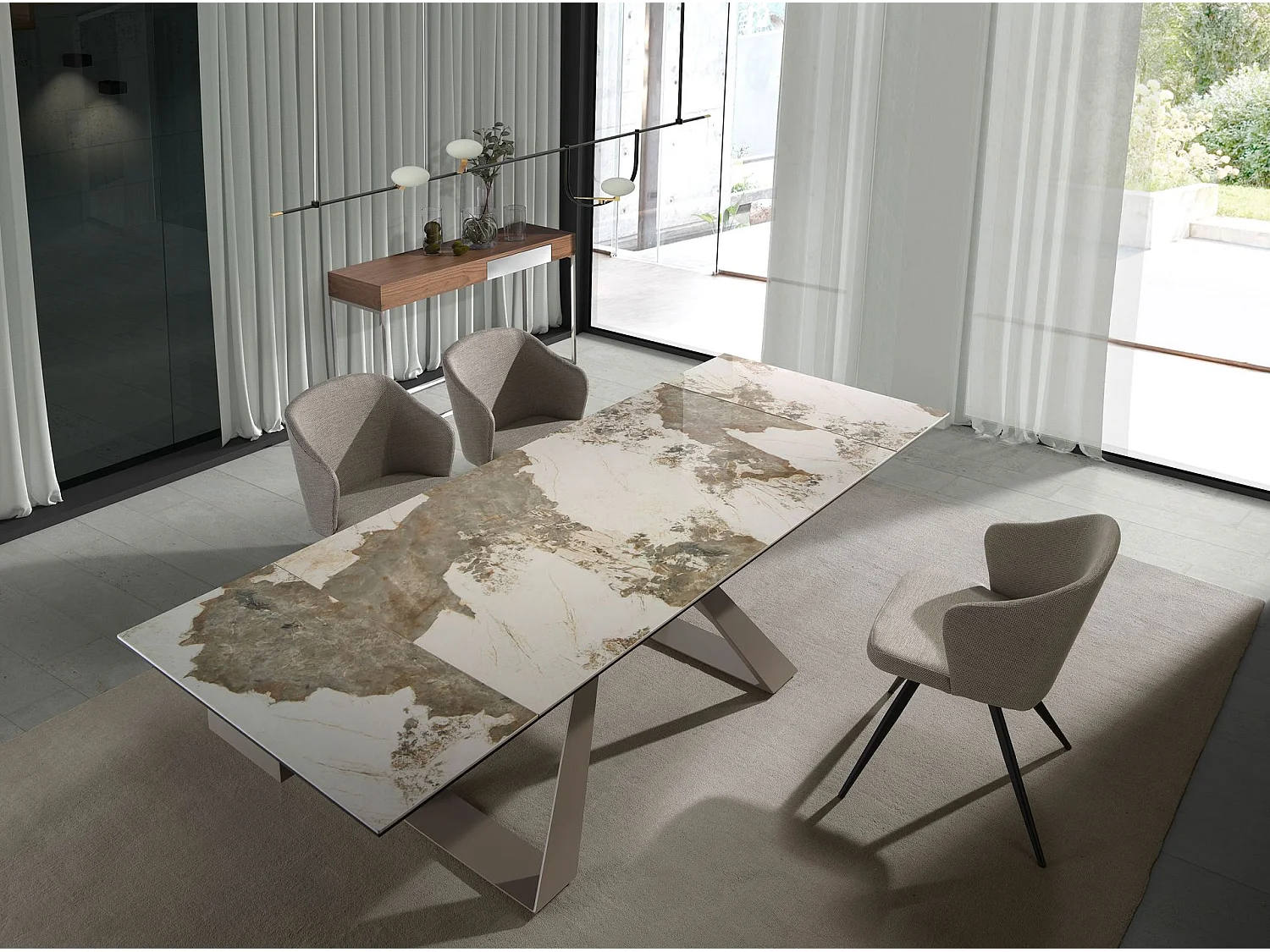 Chaise en tissu gris 4057 ANGEL CERDA