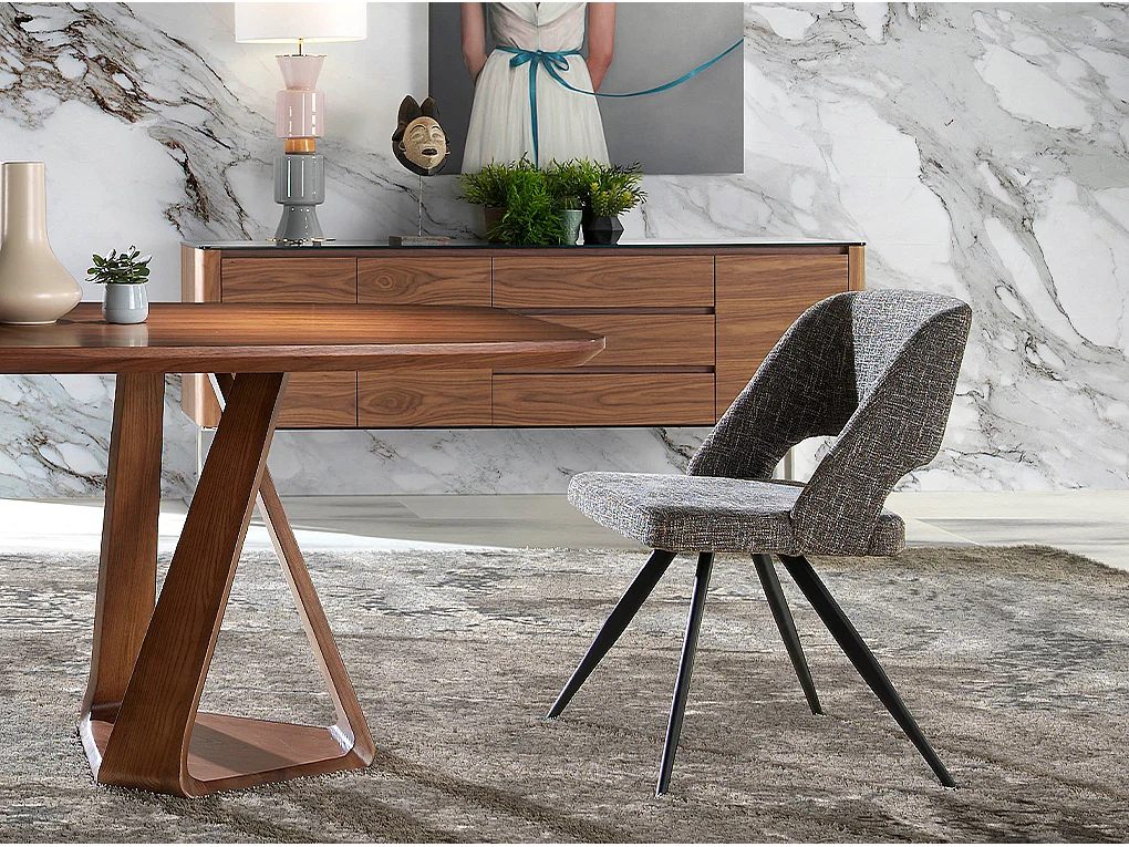 Chaise en tissu et pieds en acier noir 4010 ANGEL CERDA